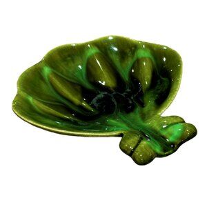Vintage MCM DeForest Green Sea Shell Trinket Soap Serving Dish Ceramic Coastal
